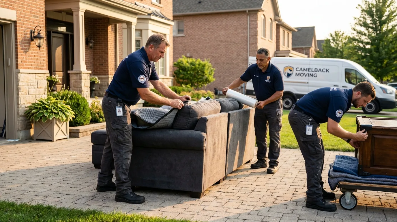 Large estate moving crew wrapping furniture in Lemont, IL