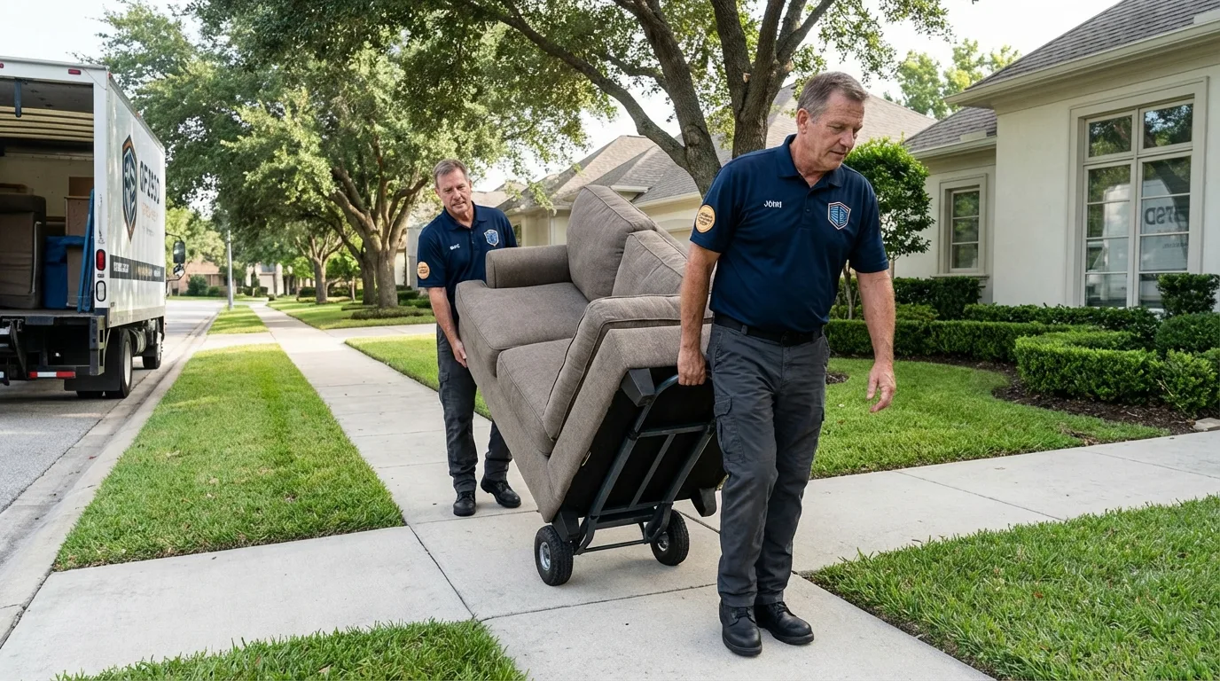 Local residential moving crew loading furniture in Lemont, IL